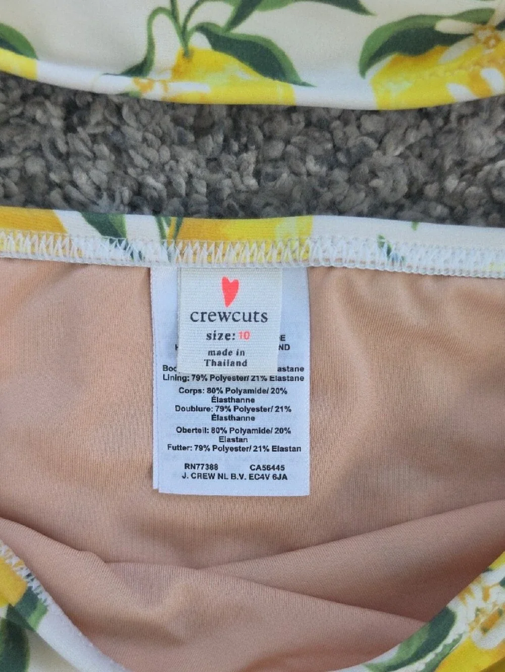 Crewcuts White & Yellow Lemon-Print Two-Piece Swim Bikini
